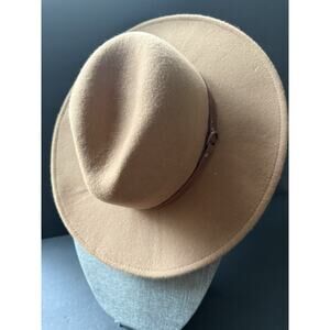 Artisan NY Wool Hat Camel Tan Wide Brim Unisex Fedora Panama Belt Trim City